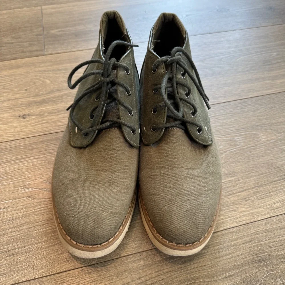 Generic Surplus Dom Sud Mens Olive Green Canvas Suede Chukka Boots Vibram Sole 9